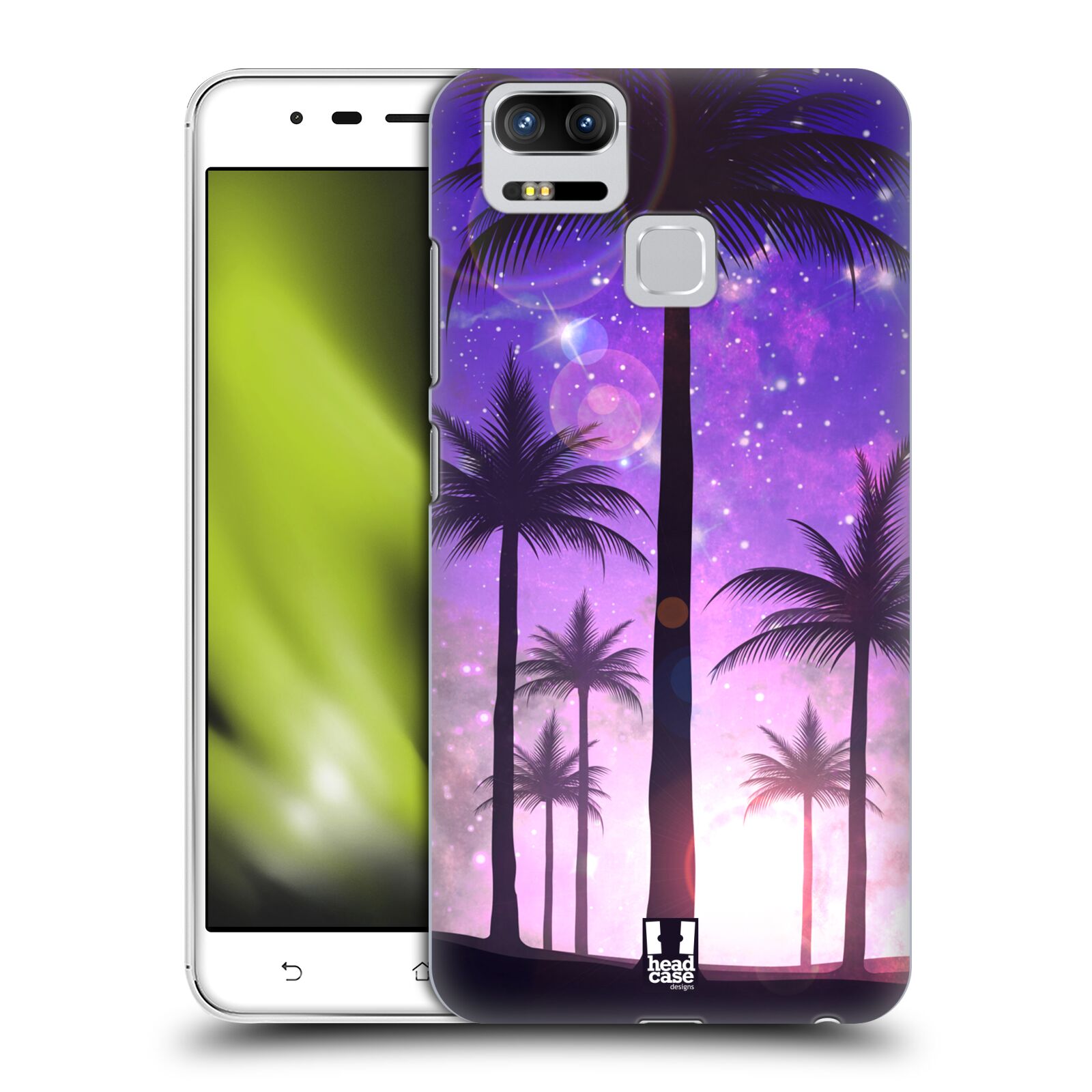 HEAD CASE plastový obal na mobil Asus Zenfone 3 Zoom ZE553KL vzor Kreslený motiv silueta moře a palmy FIALOVÁ