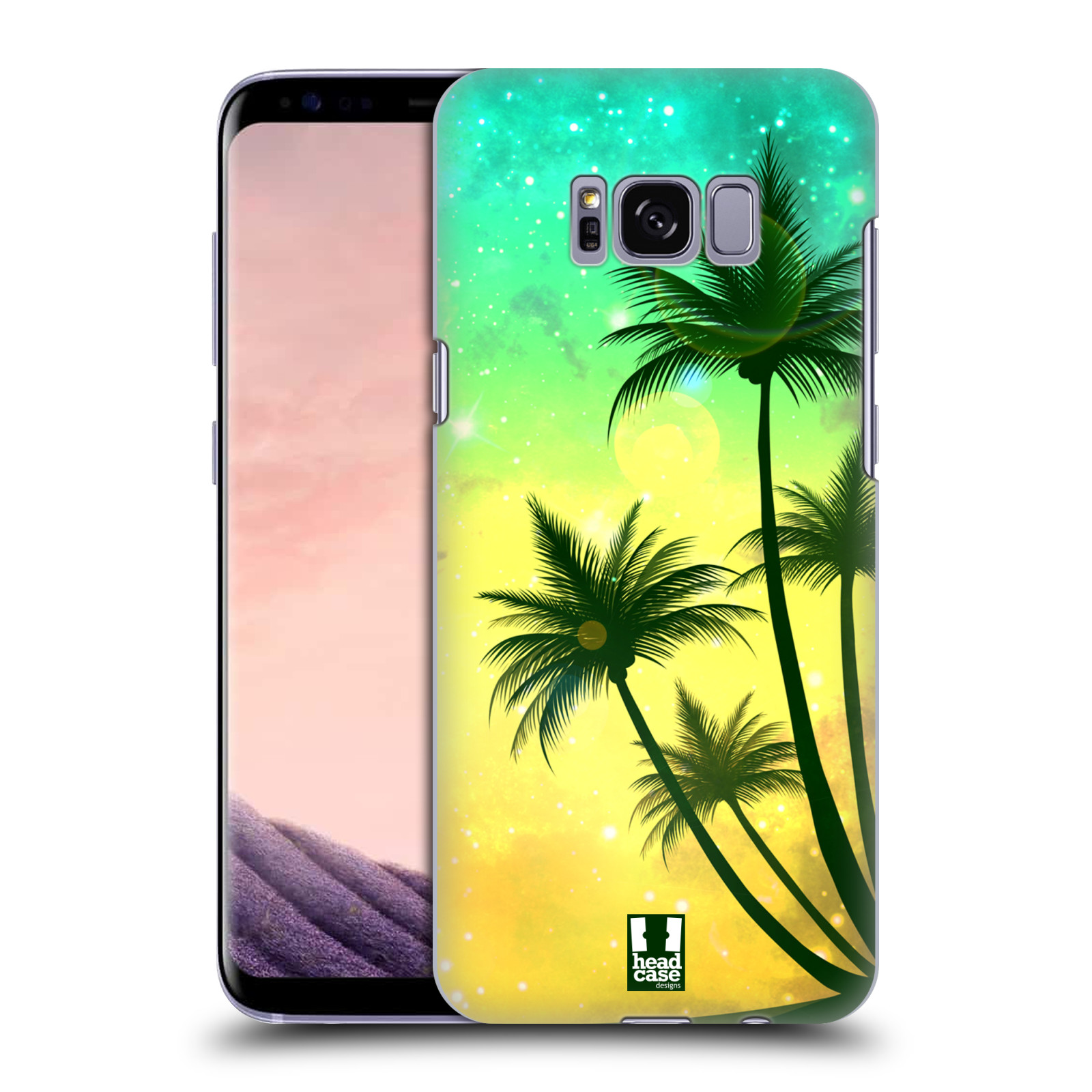 HEAD CASE plastový obal na mobil Samsung Galaxy S8 vzor Kreslený motiv silueta moře a palmy TYRKYSOVÁ