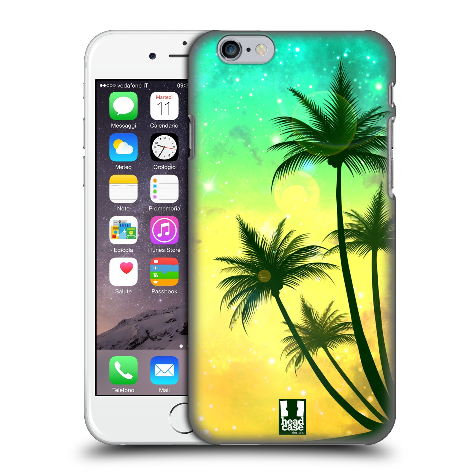 Plastové pouzdro pro mobil Apple Iphone 6/6S vzor Kreslený motiv silueta moře a palmy TYRKYSOVÁ