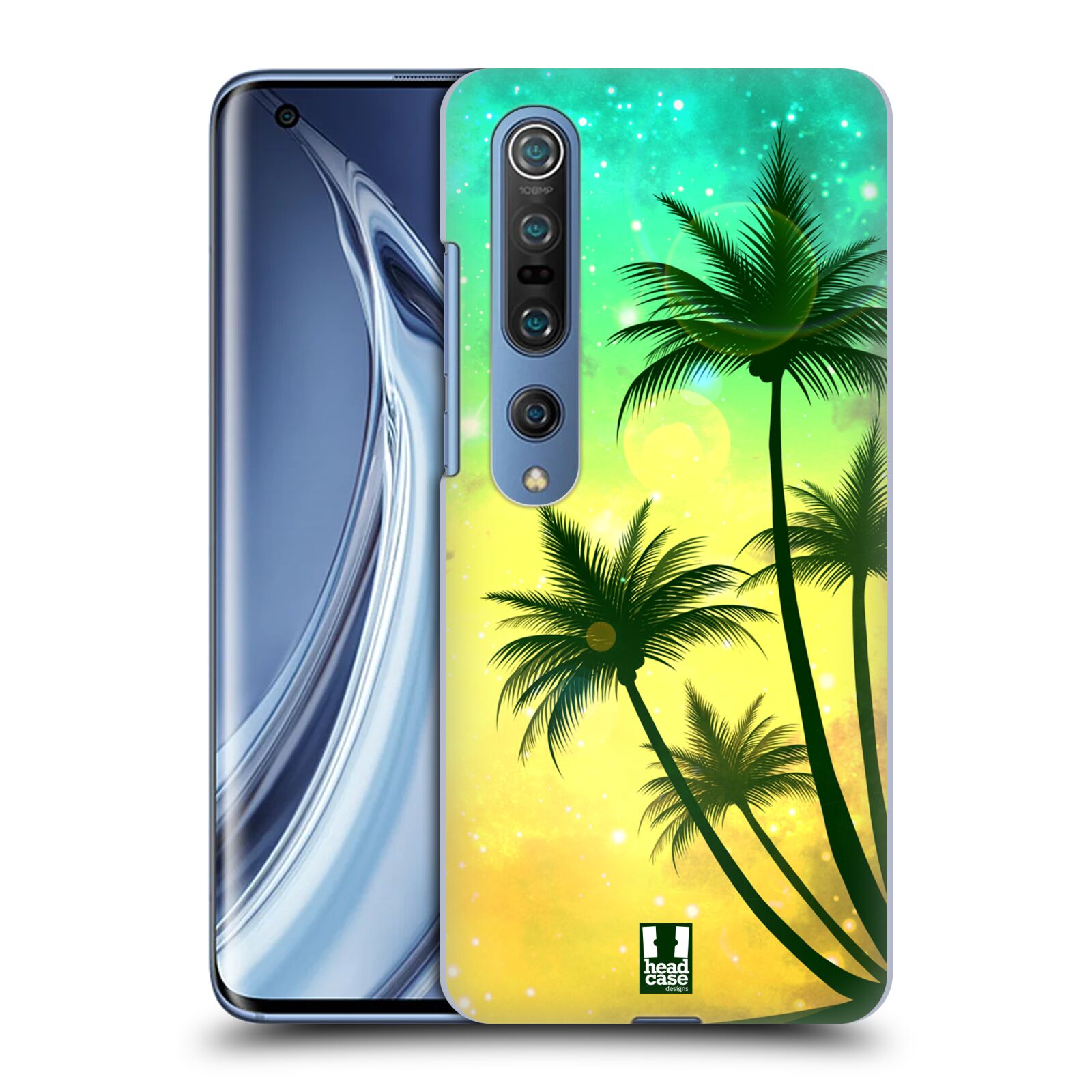 HEAD CASE plastový obal na mobil Xiaomi Mi 10 vzor Kreslený motiv silueta moře a palmy TYRKYSOVÁ
