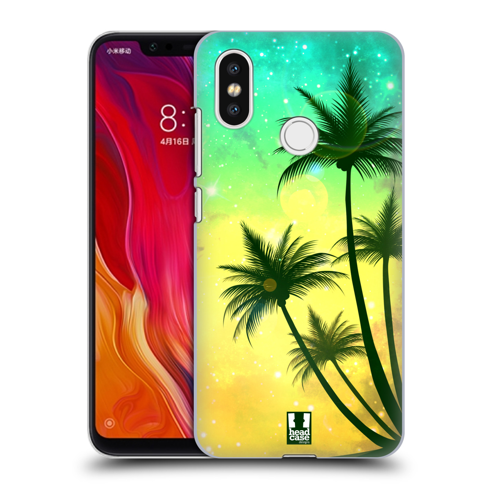HEAD CASE plastový obal na mobil Xiaomi Mi 8 vzor Kreslený motiv silueta moře a palmy TYRKYSOVÁ