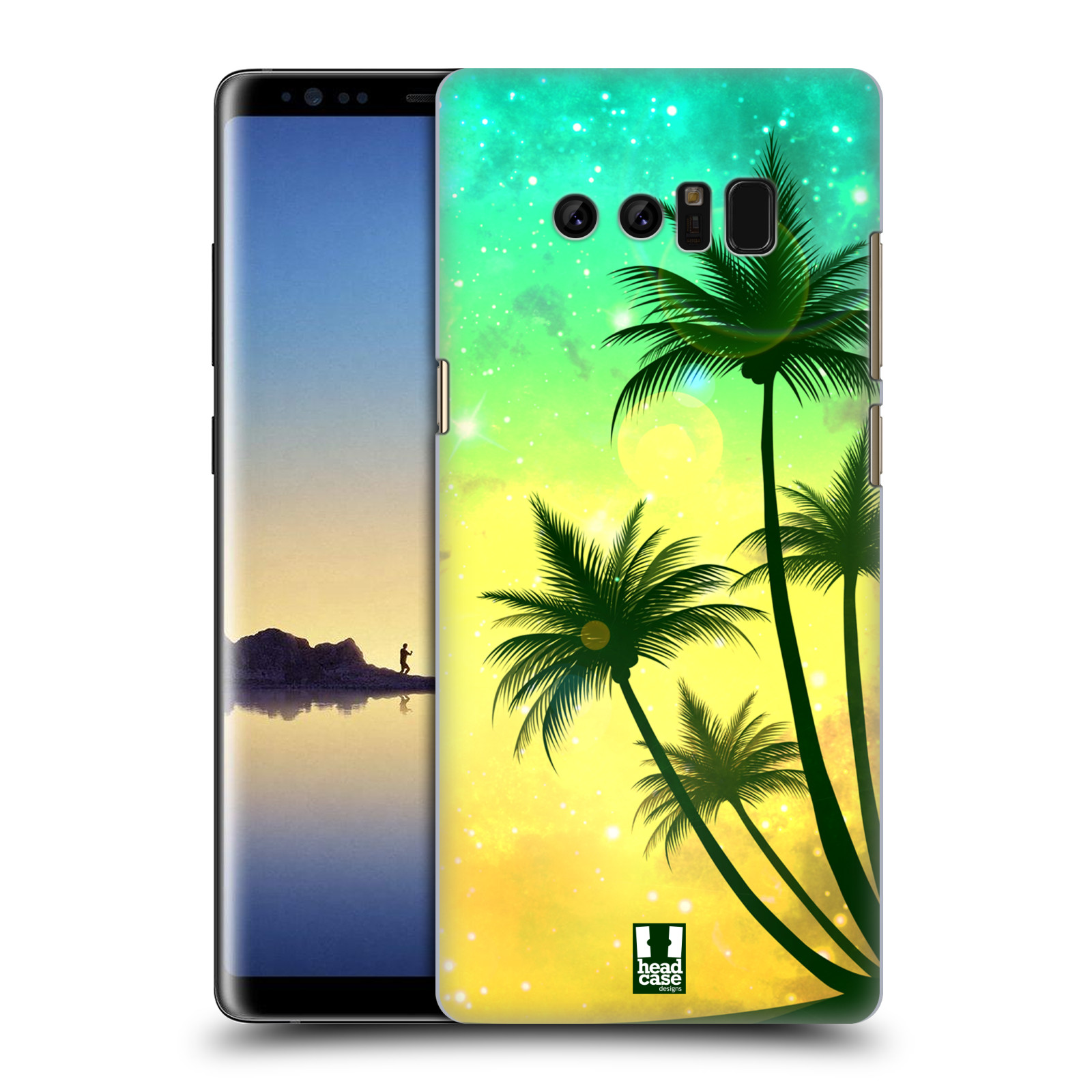 HEAD CASE plastový obal na mobil Samsung Galaxy Note 8 vzor Kreslený motiv silueta moře a palmy TYRKYSOVÁ
