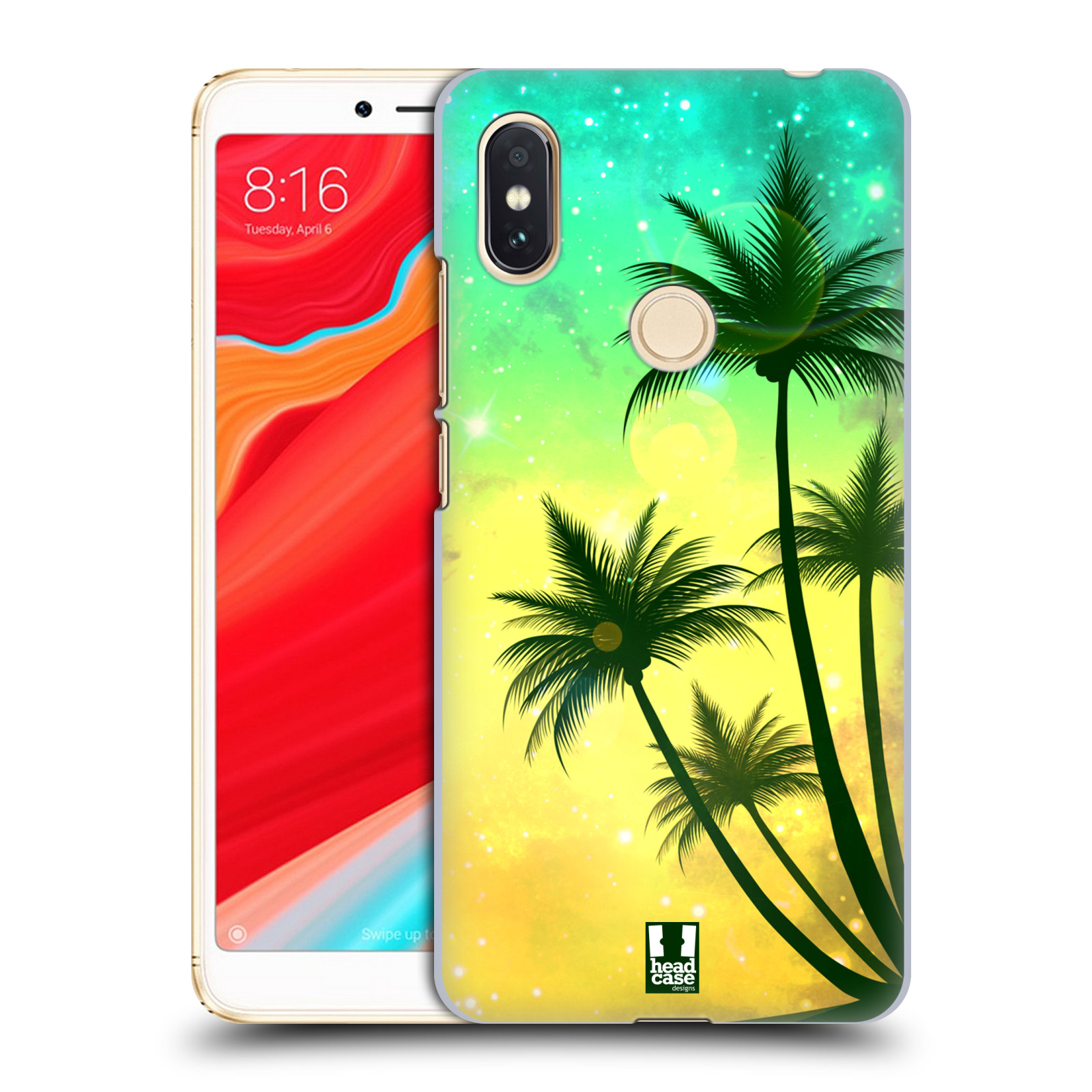 HEAD CASE plastový obal na mobil Xiaomi Redmi S2 vzor Kreslený motiv silueta moře a palmy TYRKYSOVÁ
