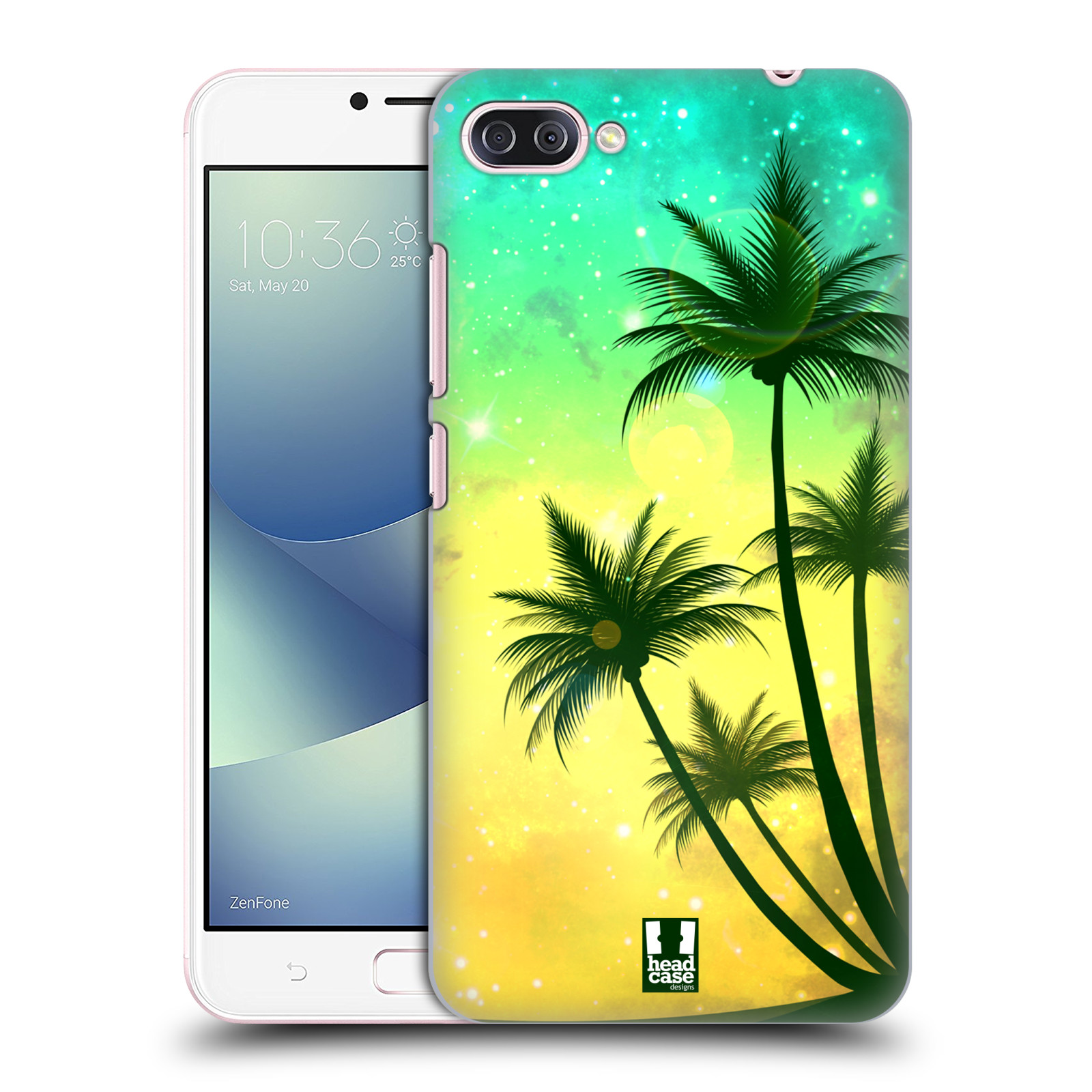 HEAD CASE plastový obal na mobil Asus Zenfone 4 MAX ZC554KL vzor Kreslený motiv silueta moře a palmy TYRKYSOVÁ