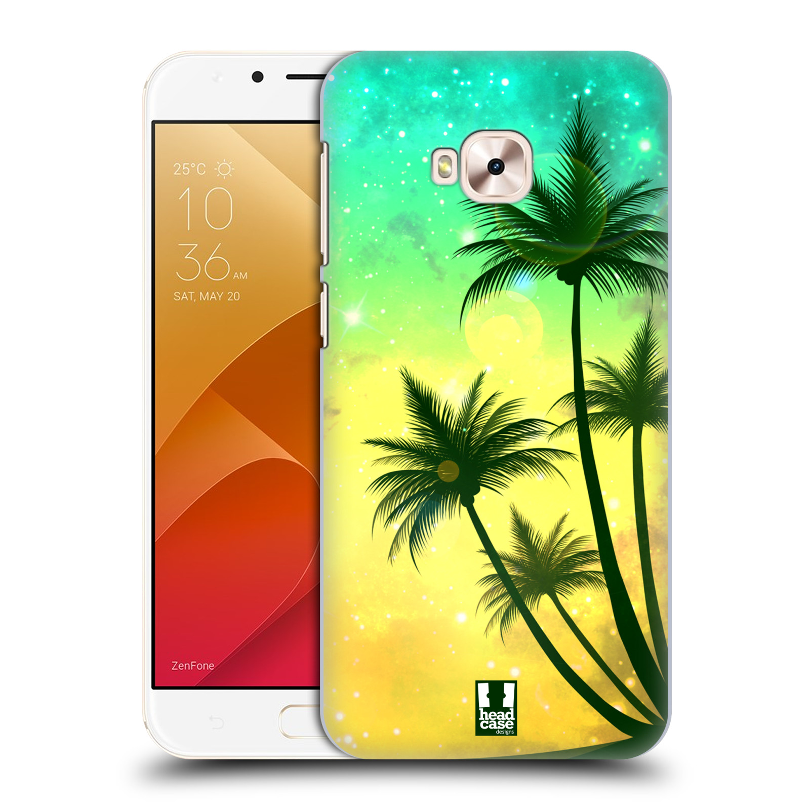 HEAD CASE plastový obal na mobil Asus Zenfone 4 Selfie Pro ZD552KL vzor Kreslený motiv silueta moře a palmy TYRKYSOVÁ