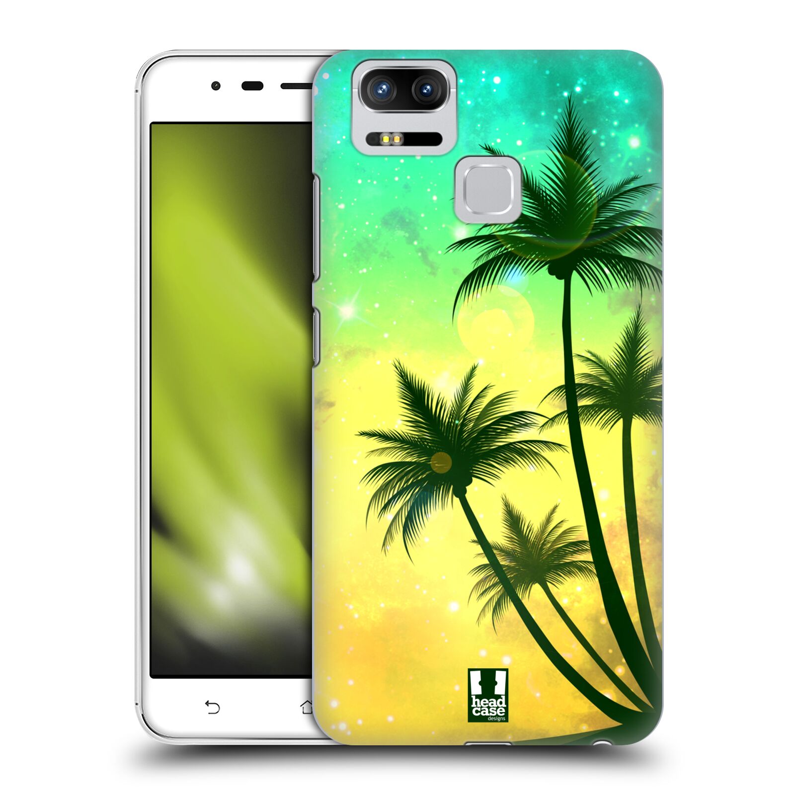 HEAD CASE plastový obal na mobil Asus Zenfone 3 Zoom ZE553KL vzor Kreslený motiv silueta moře a palmy TYRKYSOVÁ