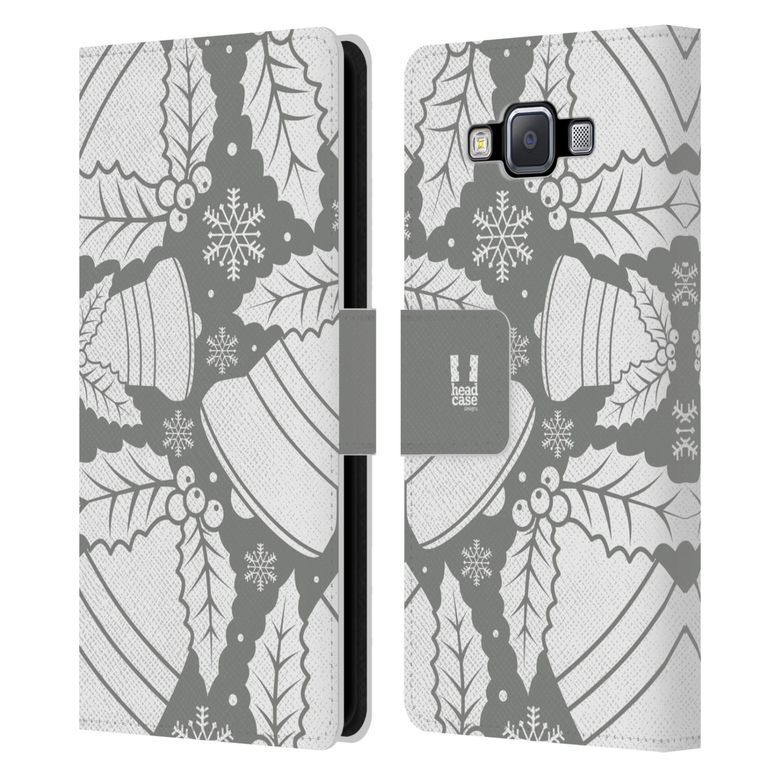 HEAD CASE Flipové pouzdro pro mobil Samsung Galaxy A5 stříbrné vzory zvonečky