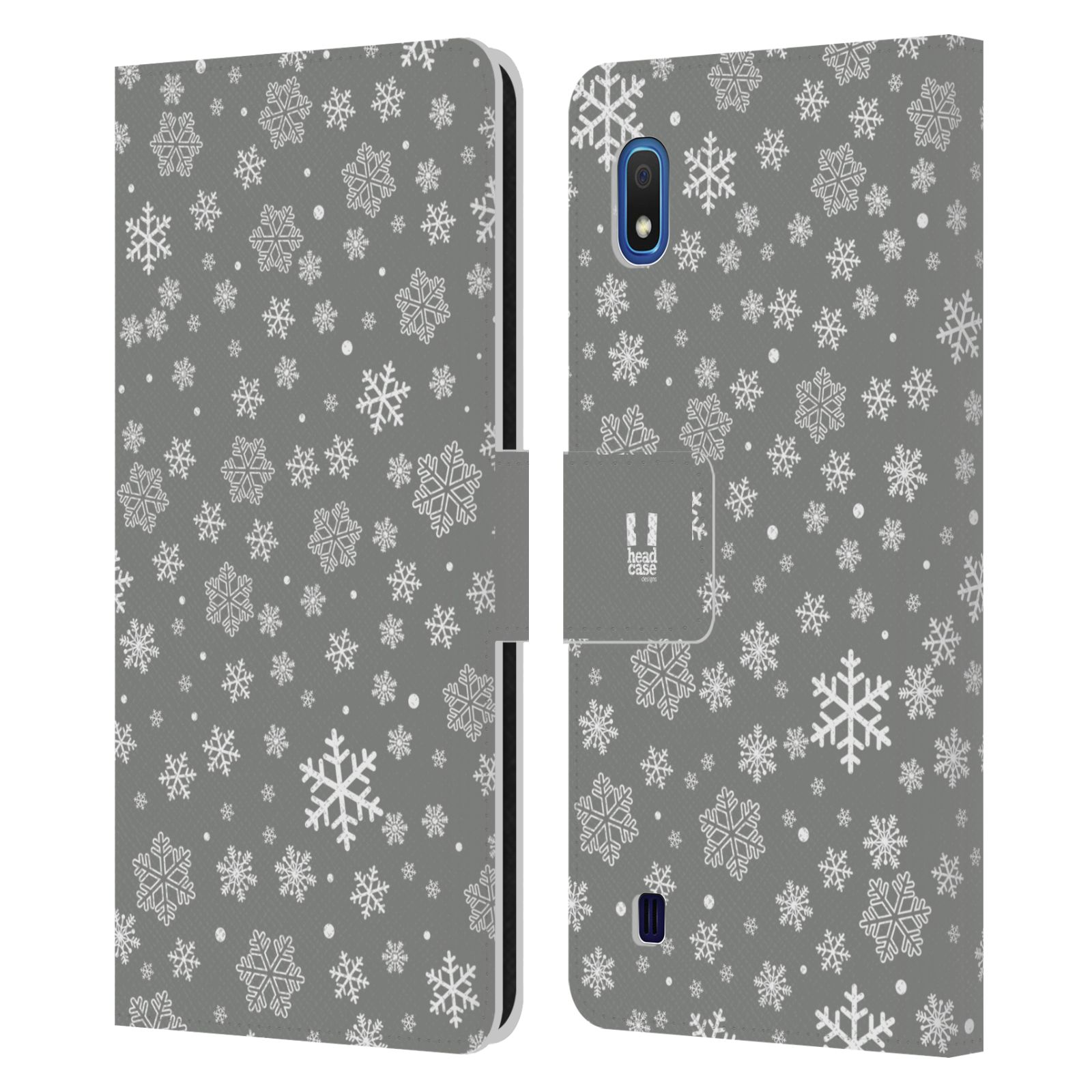 Pouzdro na mobil Samsung Galaxy A10 stříbrné vzory sněžná vločka