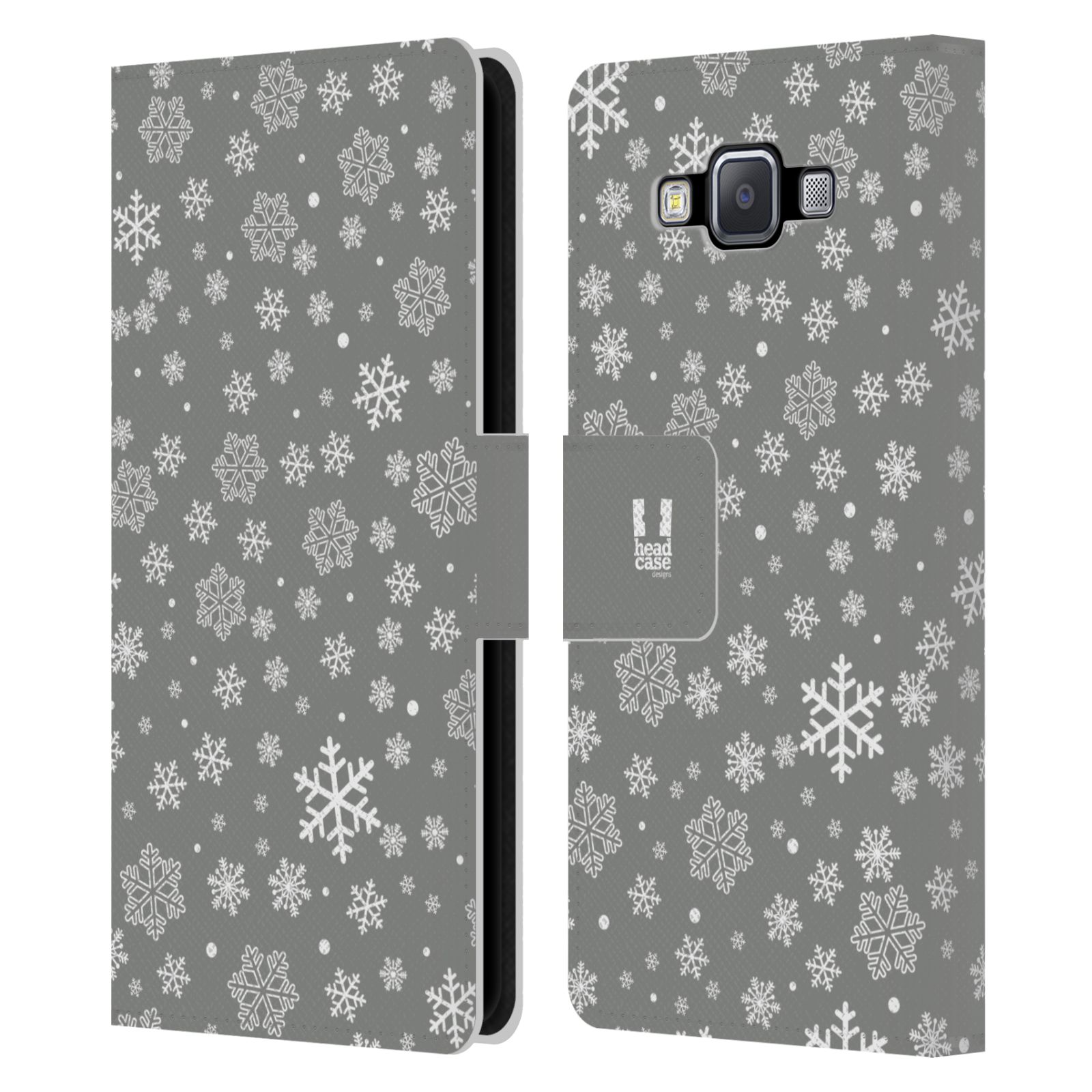 HEAD CASE Flipové pouzdro pro mobil Samsung Galaxy A5 stříbrné vzory sněžná vločka