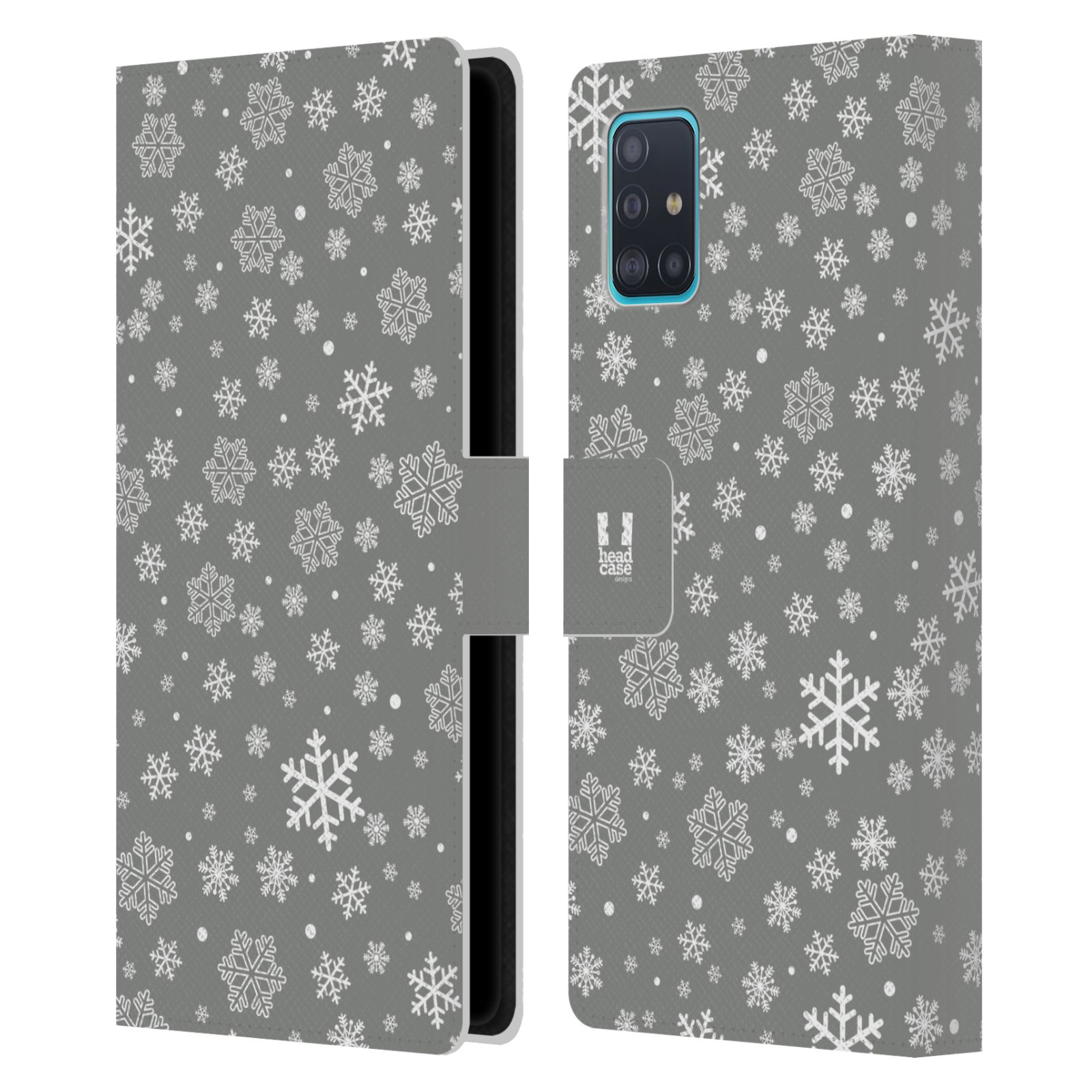 Pouzdro na mobil Samsung Galaxy A51 (A515F) stříbrné vzory sněžná vločka