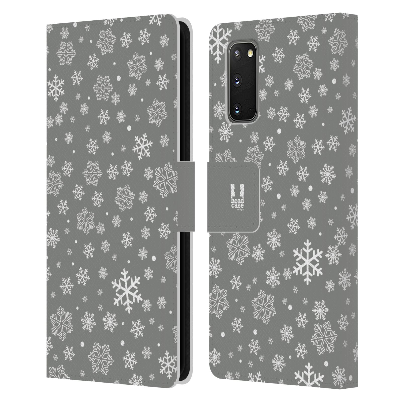 Pouzdro na mobil Samsung Galaxy S20 stříbrné vzory sněžná vločka