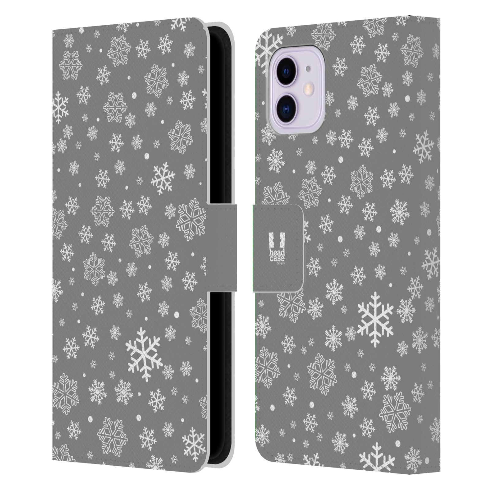 Pouzdro na mobil Apple Iphone 11 stříbrné vzory sněžná vločka