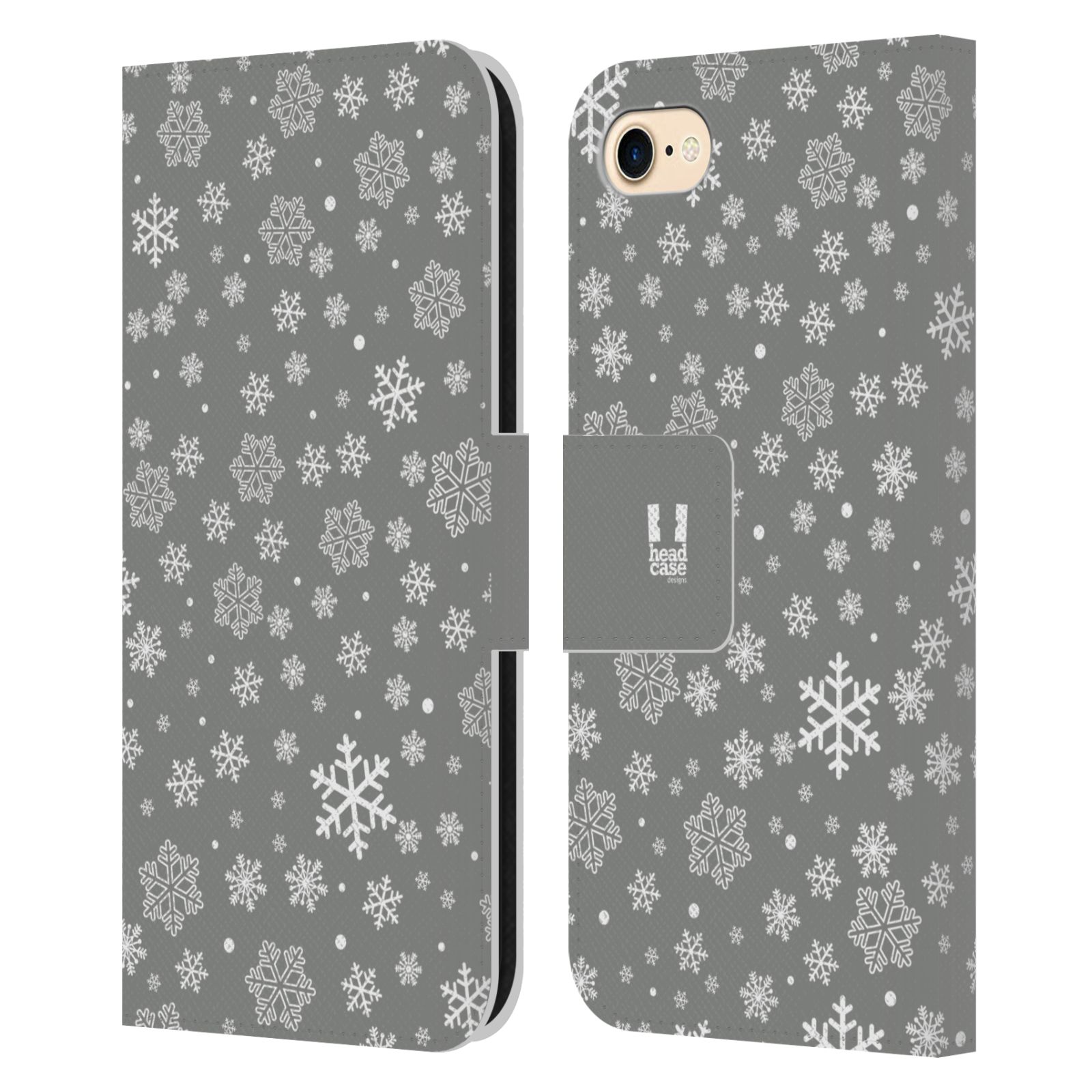 HEAD CASE Flipové pouzdro pro mobil Apple Iphone 7/8/SE 2020 stříbrné vzory sněžná vločka