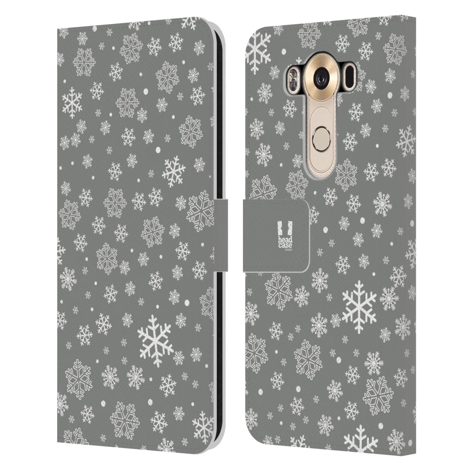 HEAD CASE Flipové pouzdro pro mobil LG V10 stříbrné vzory sněžná vločka
