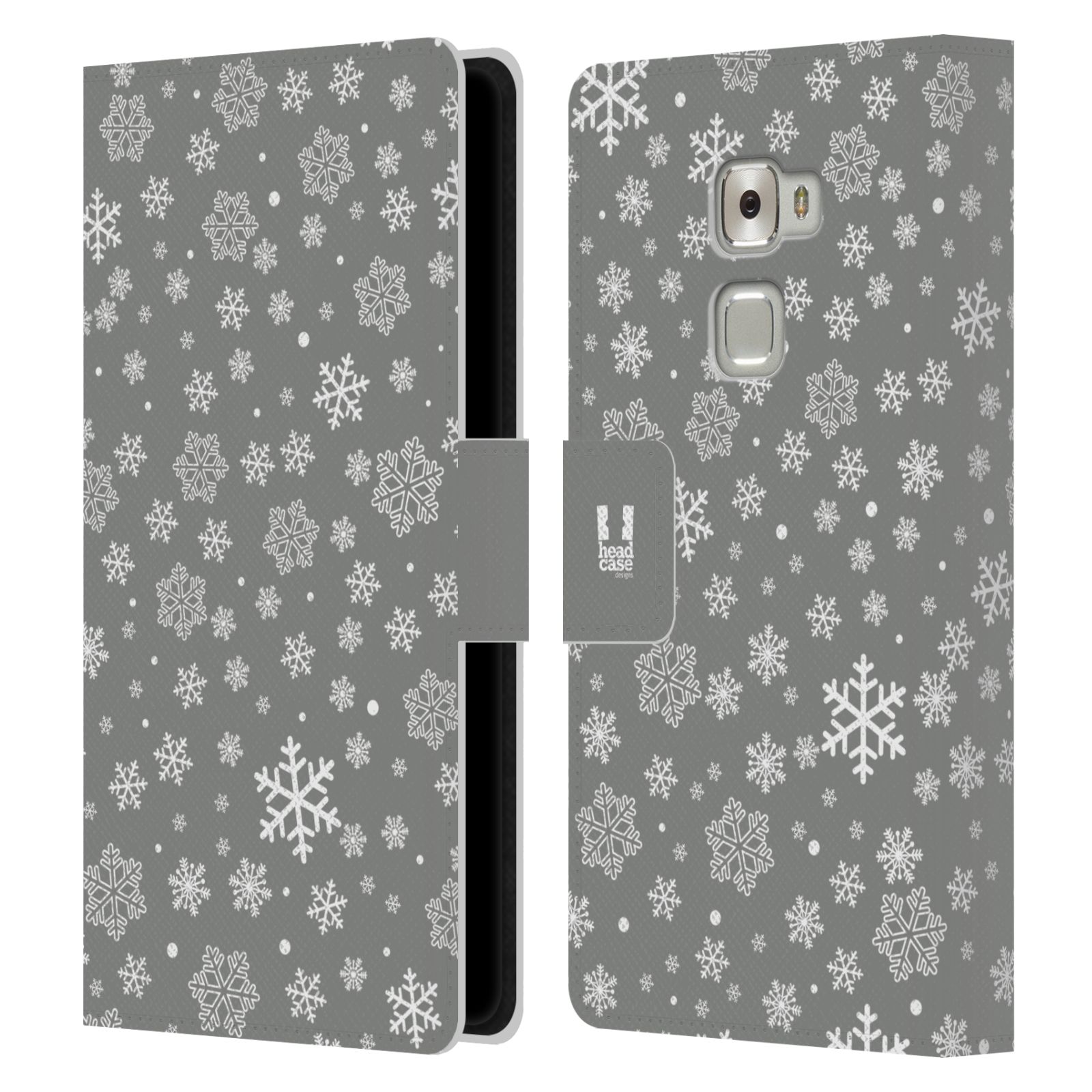HEAD CASE Flipové pouzdro pro mobil Huawei MATE S stříbrné vzory sněžná vločka
