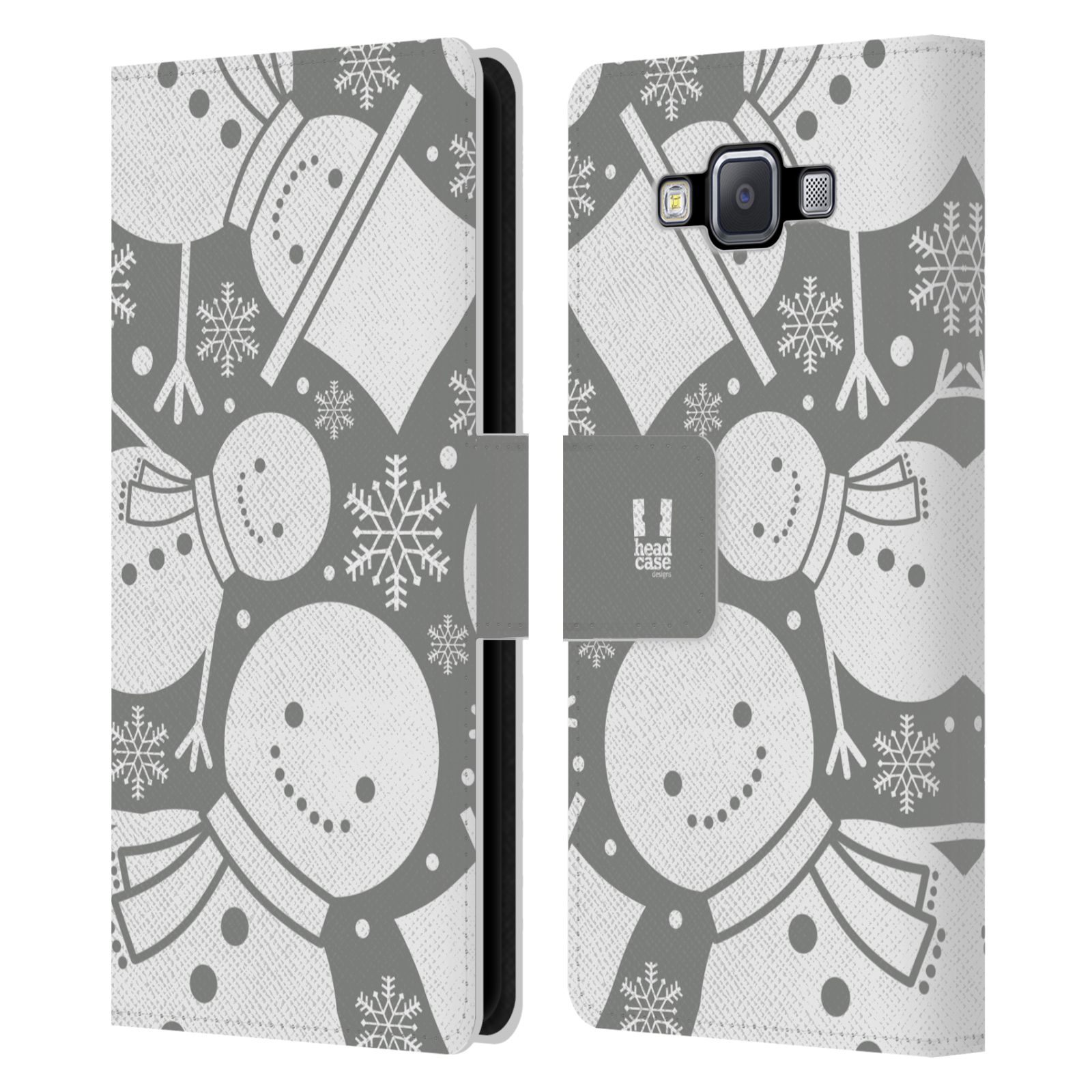 HEAD CASE Flipové pouzdro pro mobil Samsung Galaxy A5 stříbrné vzory sněhulák