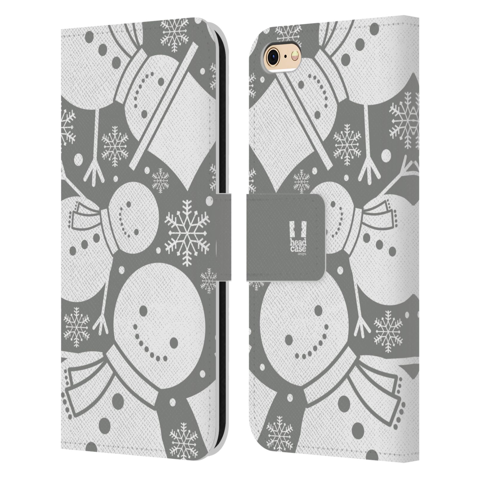 HEAD CASE Flipové pouzdro pro mobil Apple Iphone 6/6s stříbrné vzory sněhulák