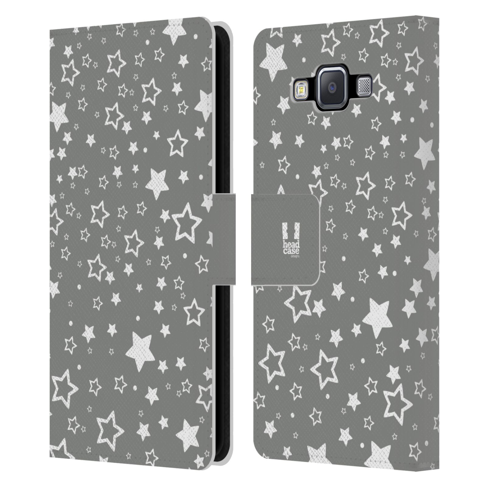 HEAD CASE Flipové pouzdro pro mobil Samsung Galaxy A5 stříbrné vzory hvezdičky