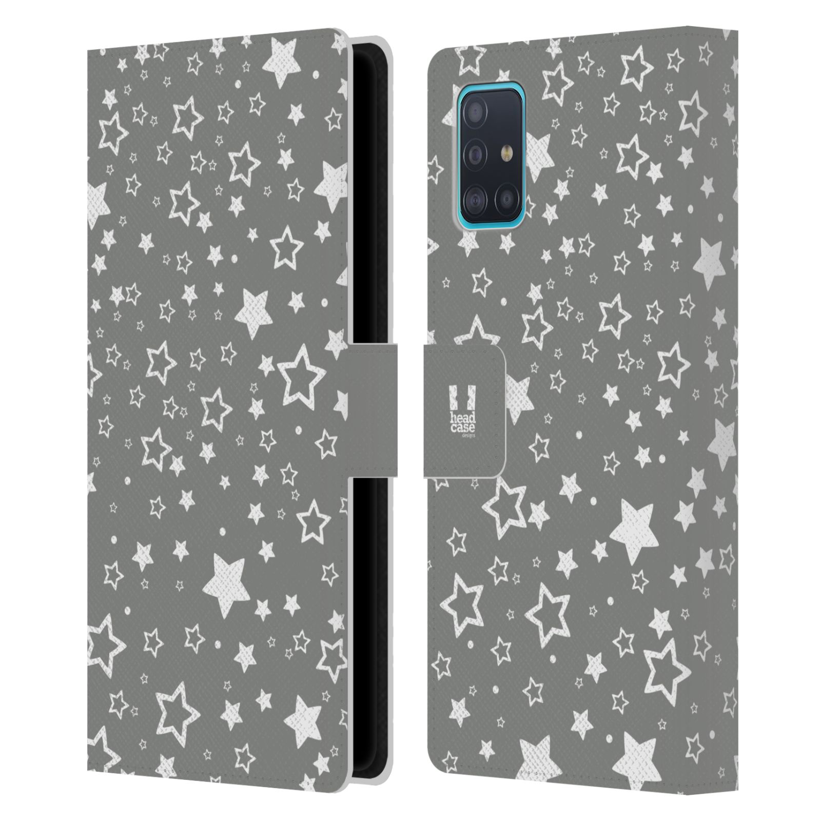 Pouzdro na mobil Samsung Galaxy A51 (A515F) stříbrné vzory hvezdičky