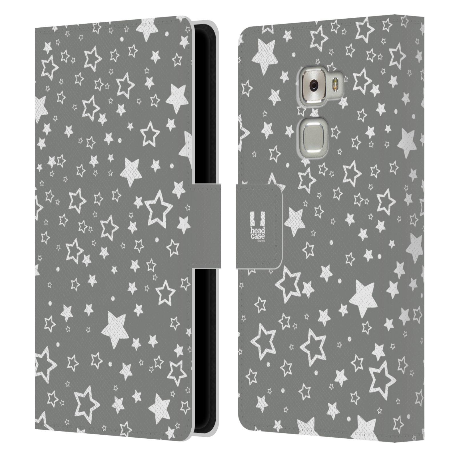 HEAD CASE Flipové pouzdro pro mobil Huawei MATE S stříbrné vzory hvezdičky