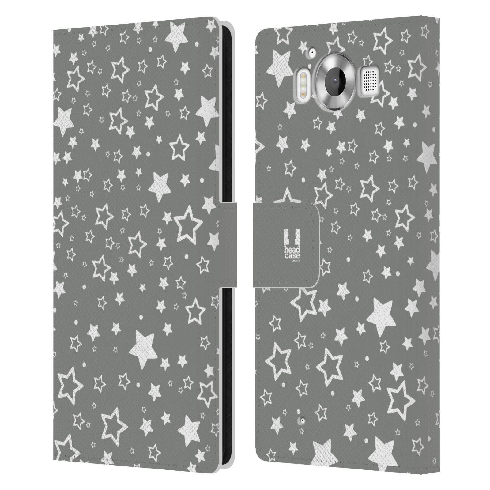 HEAD CASE Flipové pouzdro pro mobil Microsoft Lumia 950 / LUMIA 950 DUAL SIM stříbrné vzory hvezdičky