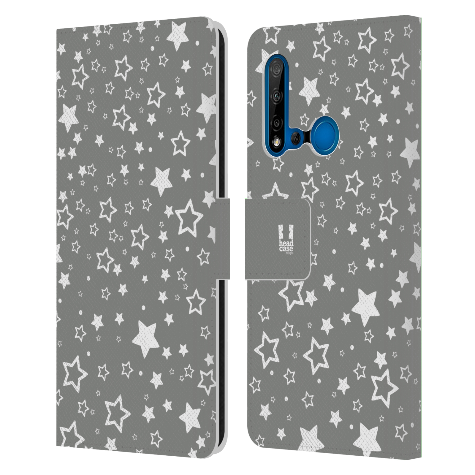 Pouzdro na mobil Huawei P20 LITE 2019 stříbrné vzory hvezdičky