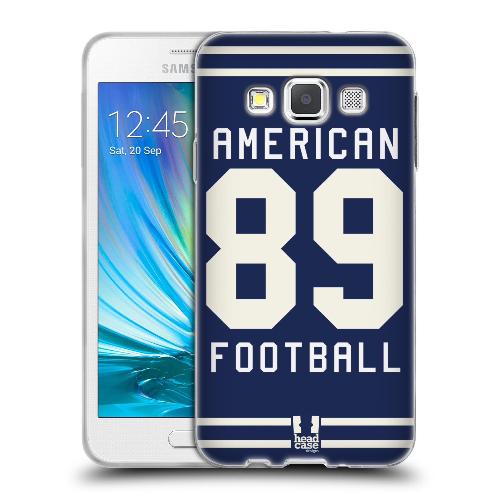 HEAD CASE silikonový obal na mobil Samsung Galaxy A3 (A300) Sportovní dres modrý Americký Fotbal