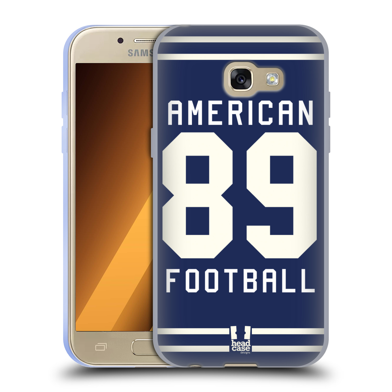 HEAD CASE silikonový obal na mobil Samsung Galaxy A3 2017 (A320) Sportovní dres modrý Americký Fotbal