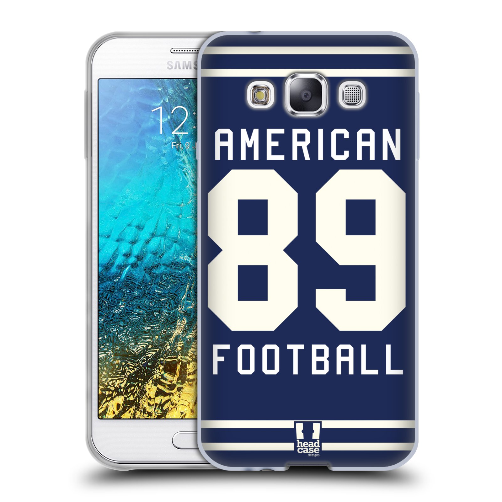 HEAD CASE silikonový obal na mobil Samsung Galaxy E5 Sportovní dres modrý Americký Fotbal
