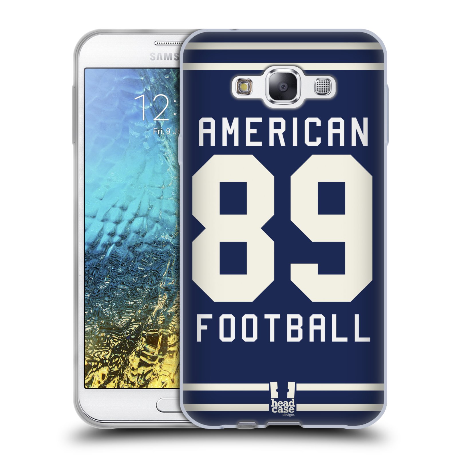HEAD CASE silikonový obal na mobil Samsung Galaxy E7 Sportovní dres modrý Americký Fotbal