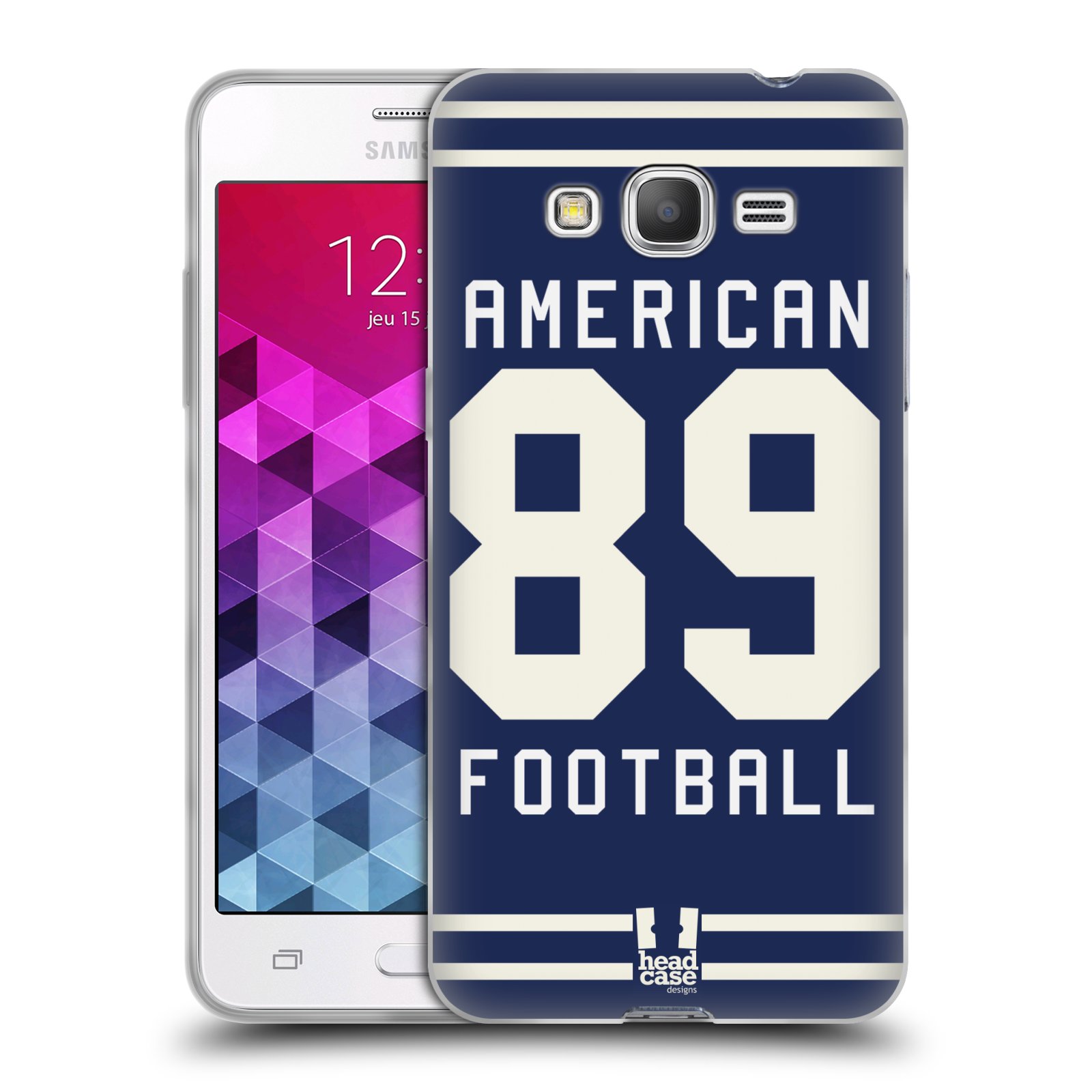 HEAD CASE silikonový obal na mobil Samsung Galaxy Grand Prime Sportovní dres modrý Americký Fotbal