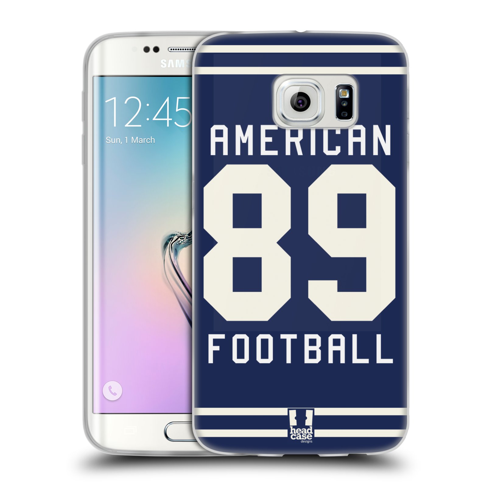 HEAD CASE silikonový obal na mobil Samsung Galaxy S6 EDGE Sportovní dres modrý Americký Fotbal
