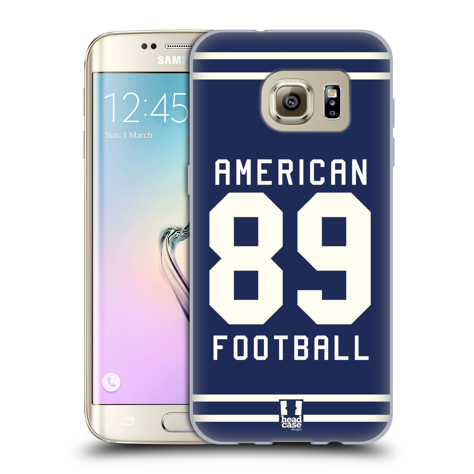 HEAD CASE silikonový obal na mobil Samsung Galaxy S7 EDGE Sportovní dres modrý Americký Fotbal