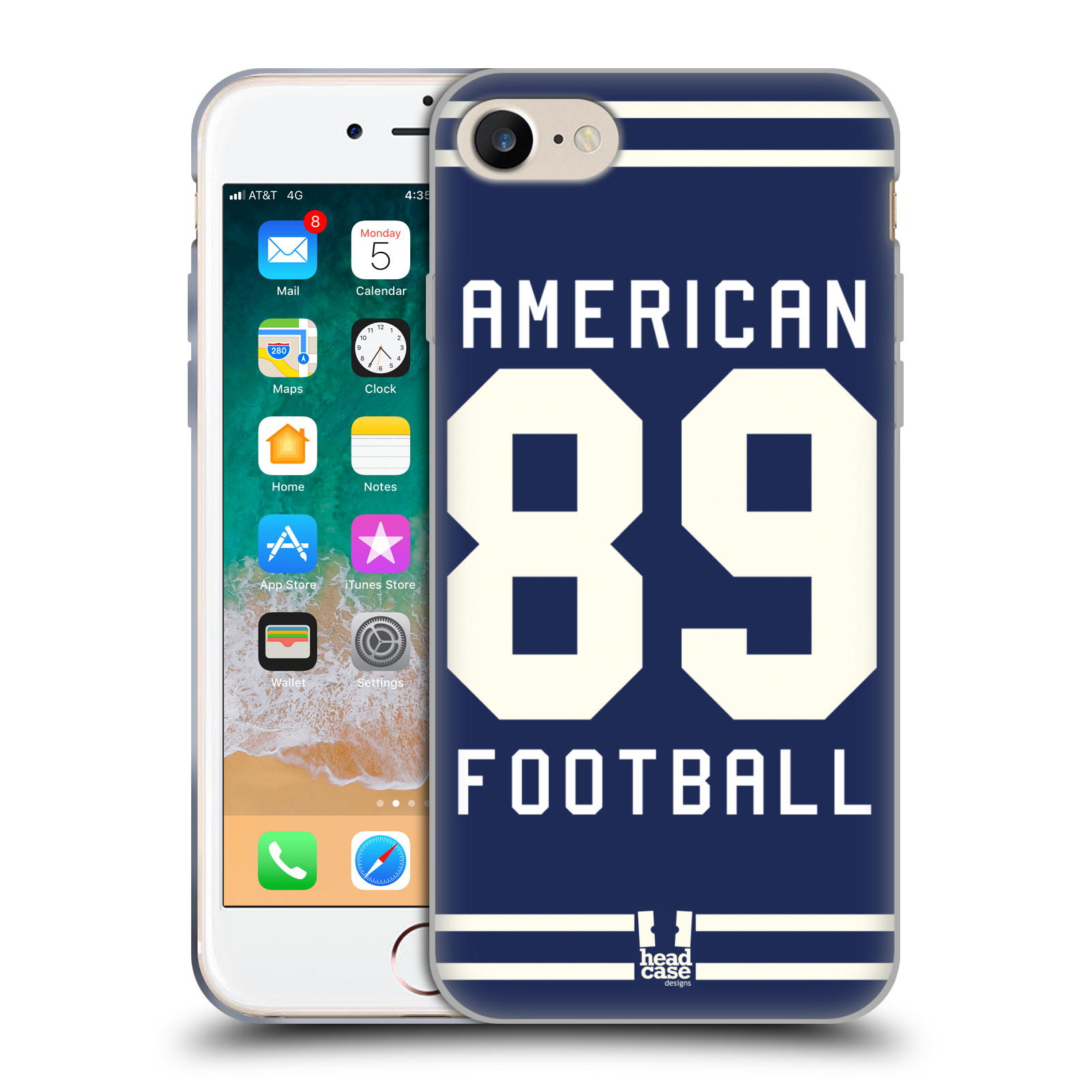 HEAD CASE silikonový obal na mobil Apple Iphone 7 Sportovní dres modrý Americký Fotbal