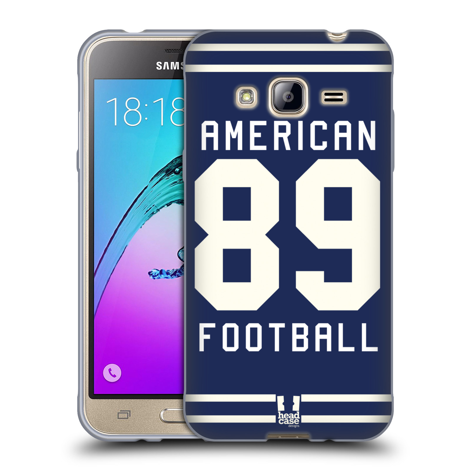 HEAD CASE silikonový obal na mobil Samsung Galaxy J3, J3 2016 Sportovní dres modrý Americký Fotbal