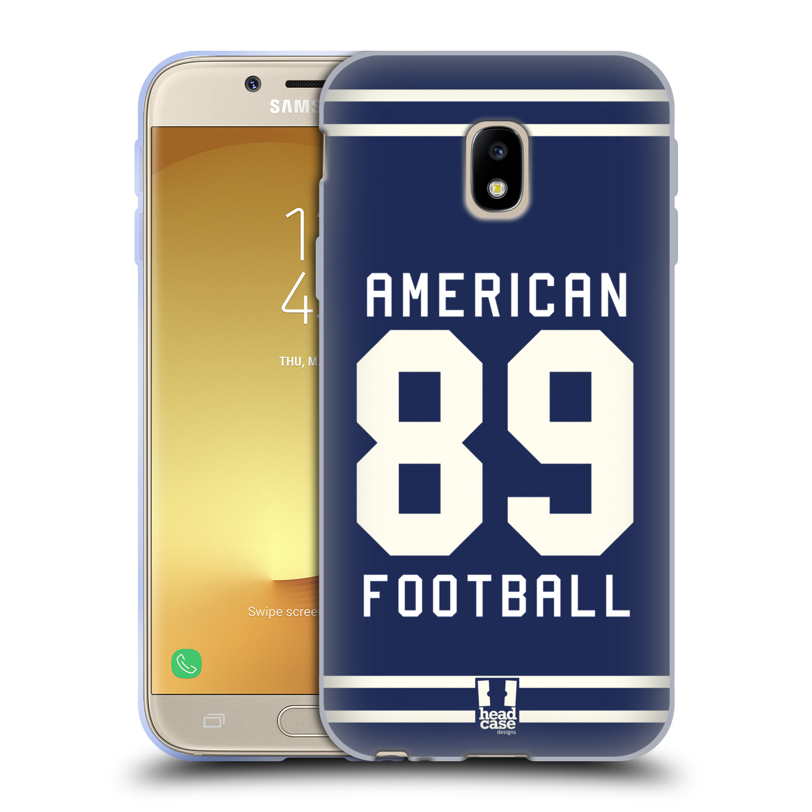 HEAD CASE silikonový obal na mobil Samsung Galaxy J3 2017 (J330, J330F) Sportovní dres modrý Americký Fotbal