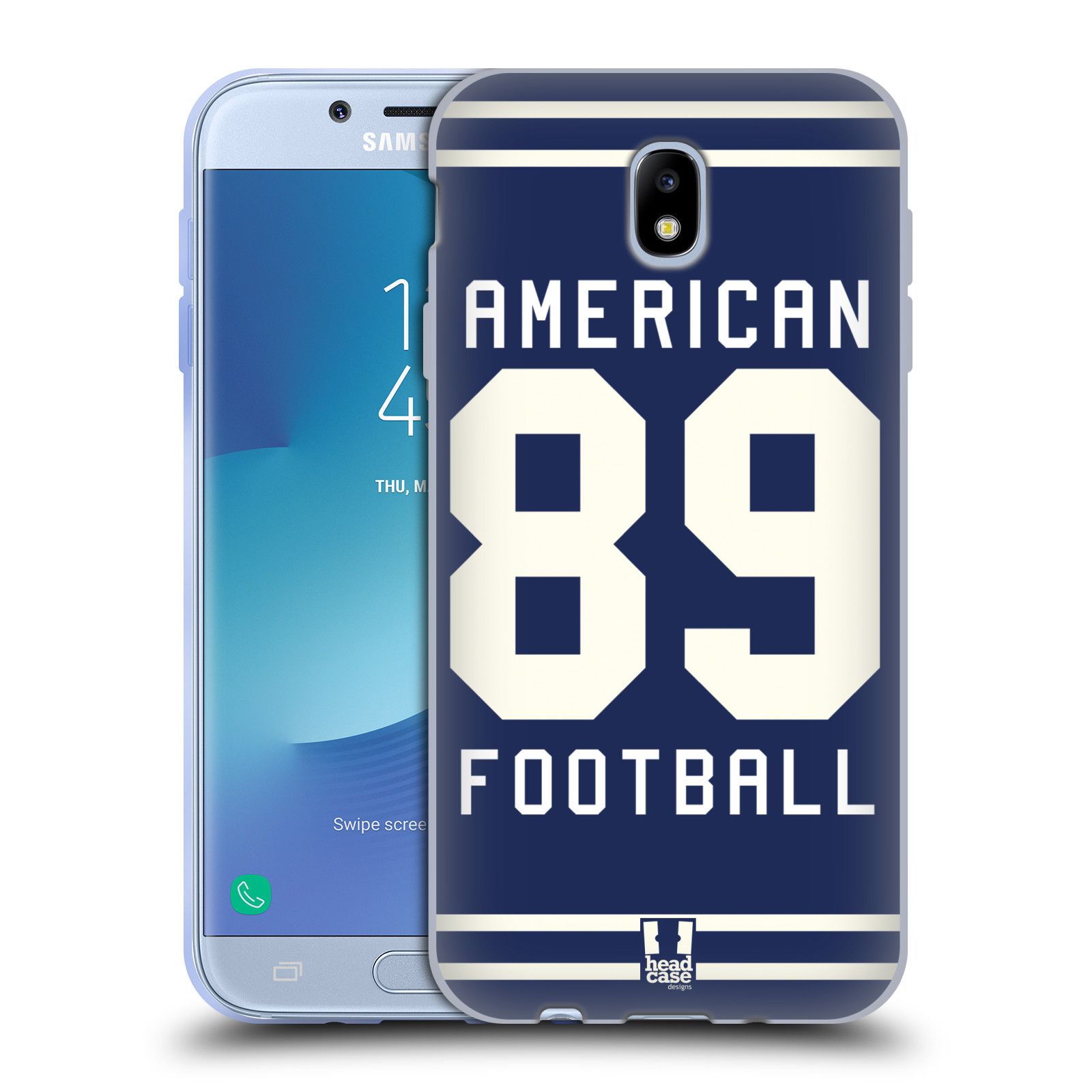 HEAD CASE silikonový obal na mobil Samsung Galaxy J7 2017 Sportovní dres modrý Americký Fotbal