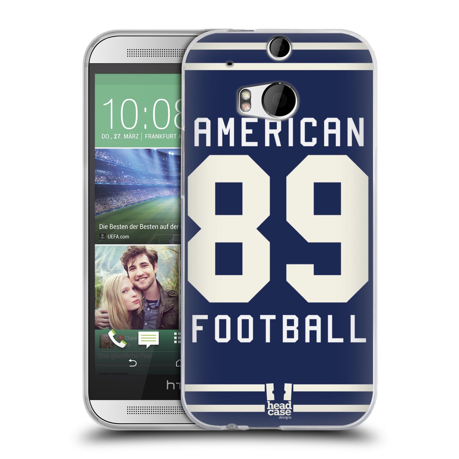 HEAD CASE silikonový obal na mobil HTC one M8 / M8s Sportovní dres modrý Americký Fotbal