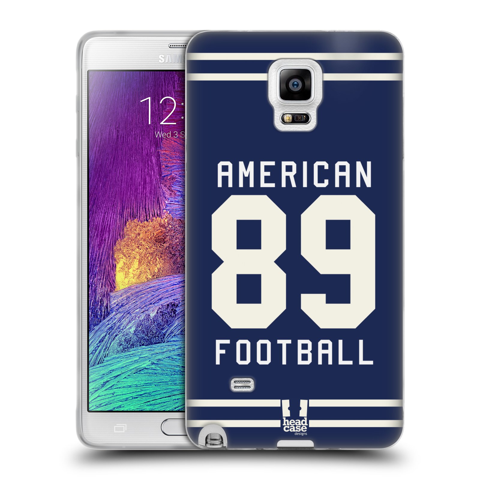 HEAD CASE silikonový obal na mobil Samsung Galaxy Note 4 Sportovní dres modrý Americký Fotbal
