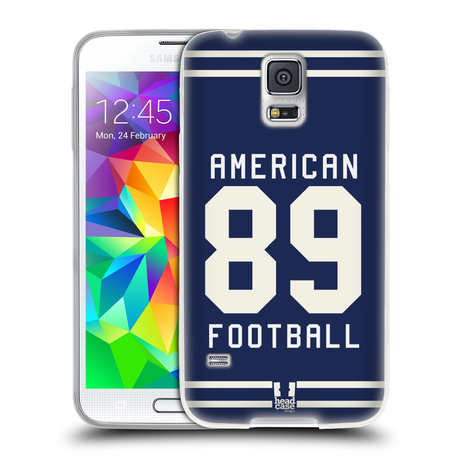 HEAD CASE silikonový obal na mobil Samsung Galaxy S5 Sportovní dres modrý Americký Fotbal