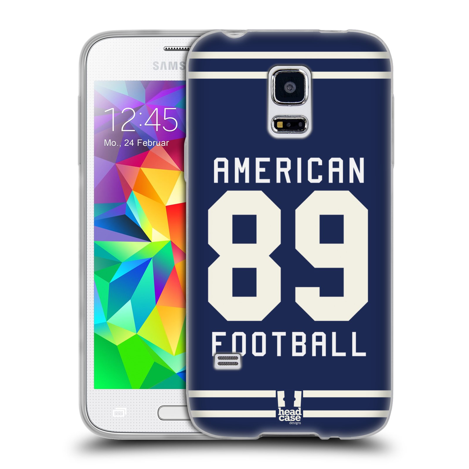 HEAD CASE silikonový obal na mobil Samsung Galaxy S5 MINI Sportovní dres modrý Americký Fotbal