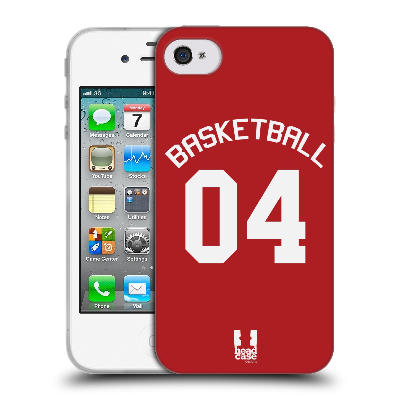 HEAD CASE silikonový obal na mobil Apple Iphone 4/4S Sportovní dres Basketbal červený