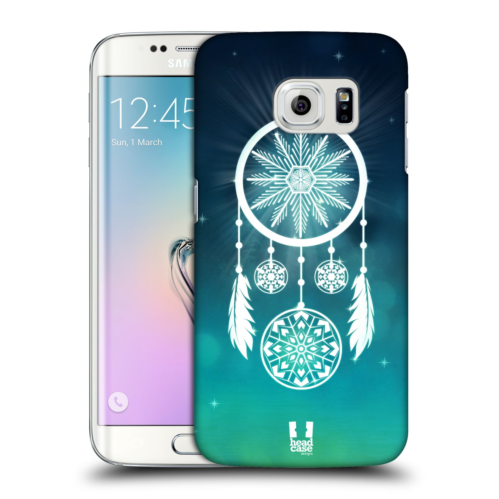 HEAD CASE plastový obal na mobil SAMSUNG Galaxy S6 EDGE (G9250, G925, G925F) vzor Sněžné vločky modrá lapač snů