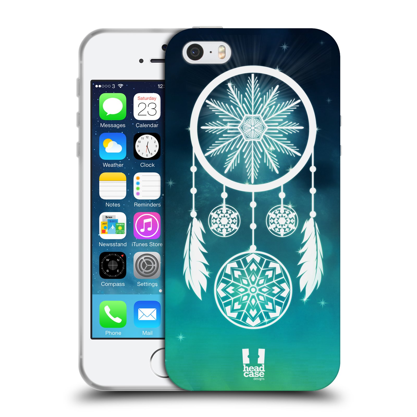 HEAD CASE silikonový obal na mobil Apple Iphone SE vzor Sněžné vločky modrá lapač snů