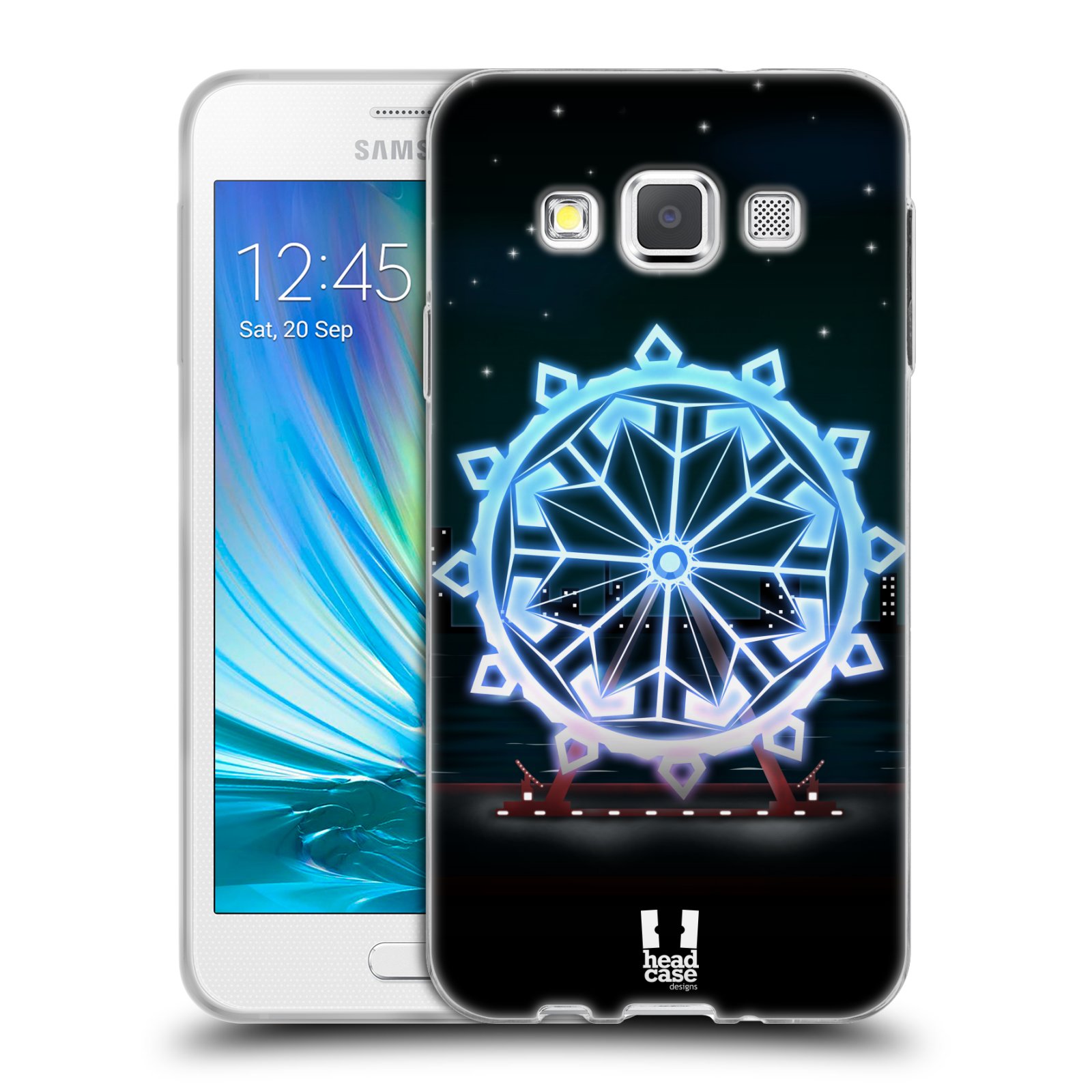 HEAD CASE silikonový obal na mobil Samsung Galaxy A3 vzor Sněžné vločky modrá kolo