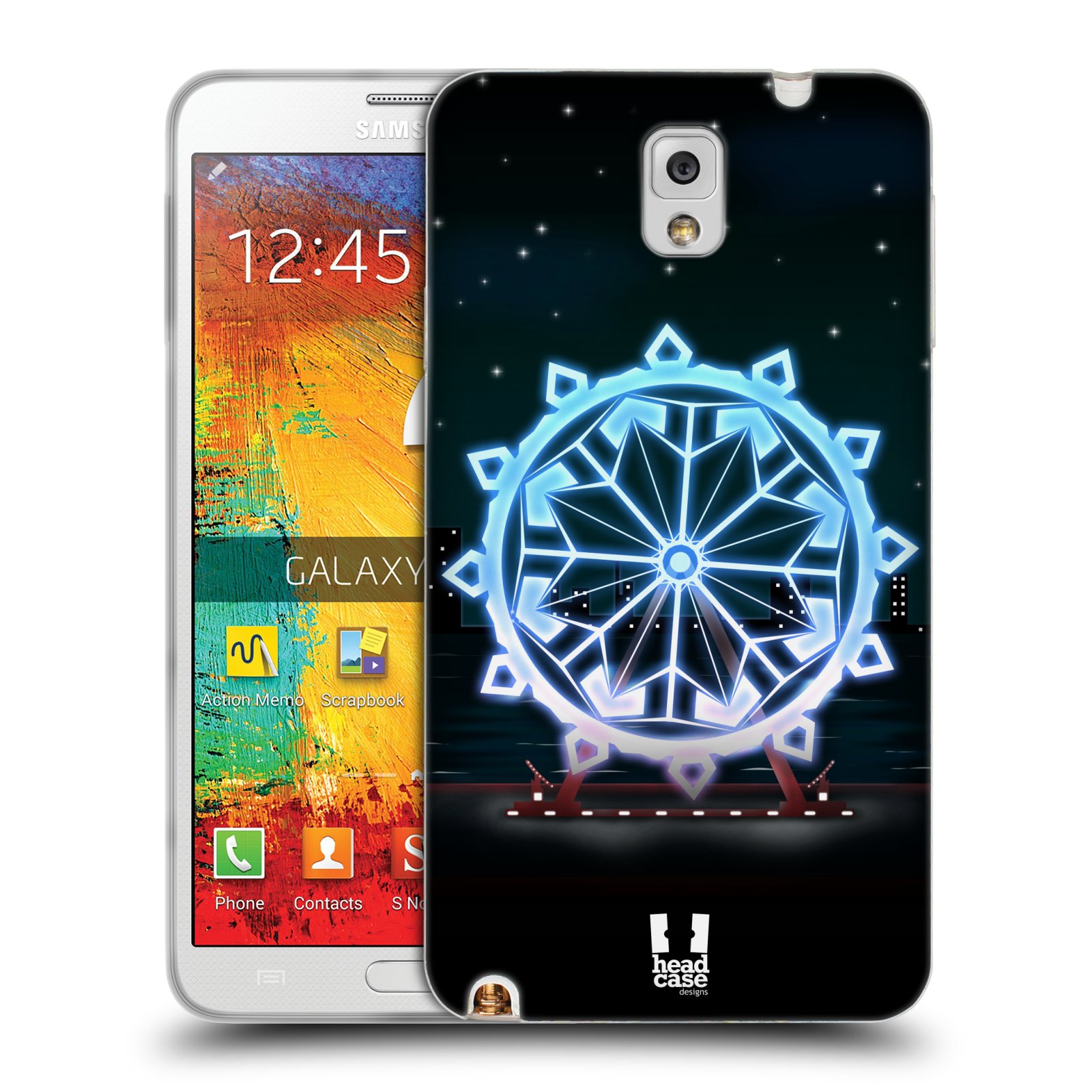 HEAD CASE silikonový obal na mobil Samsung Galaxy Note 3 (N9005) vzor Sněžné vločky modrá kolo