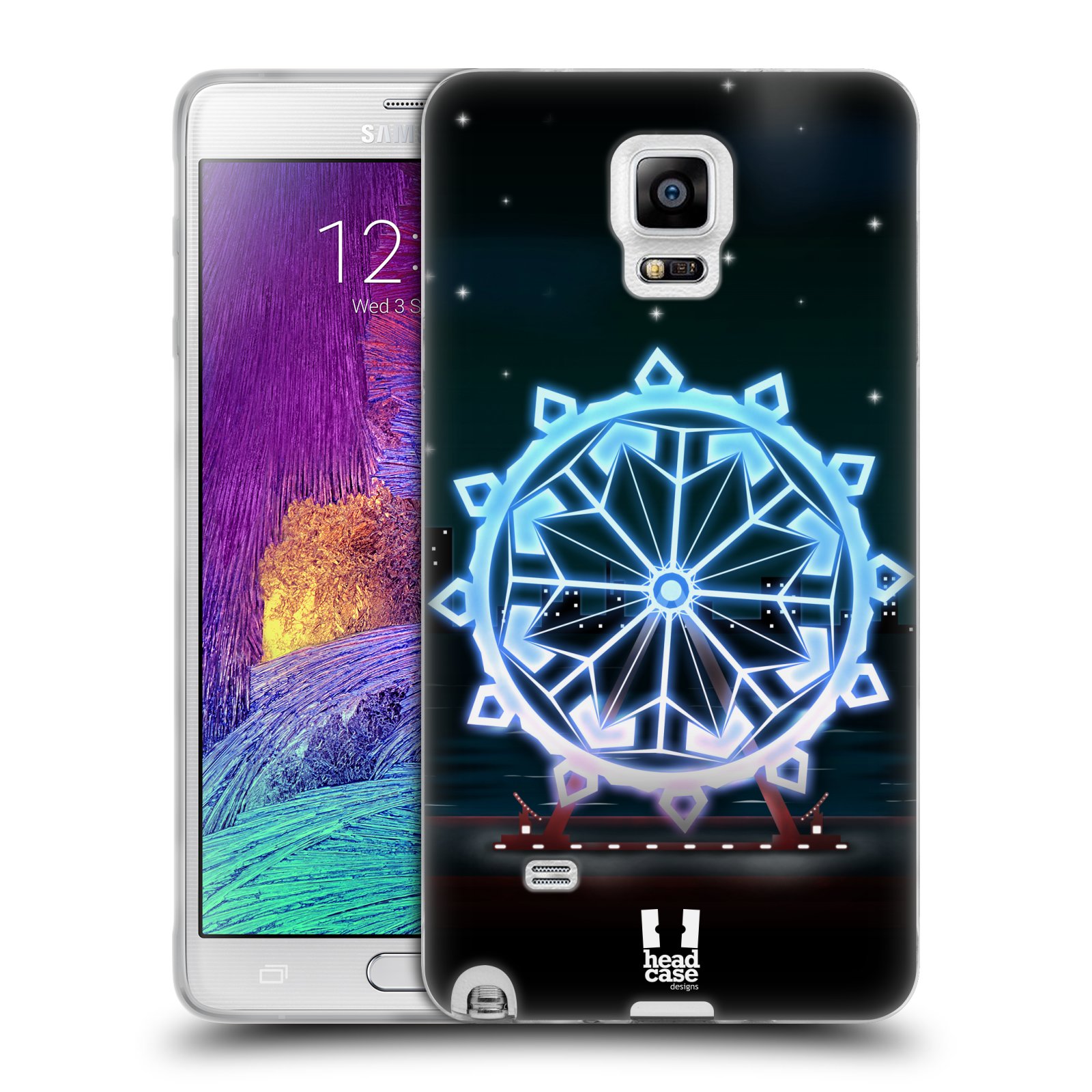 HEAD CASE silikonový obal na mobil Samsung Galaxy Note 4 (N910) vzor Sněžné vločky modrá kolo