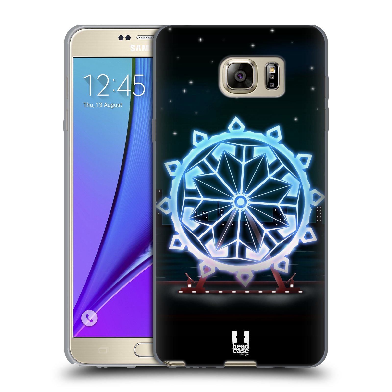 HEAD CASE silikonový obal na mobil Samsung Galaxy Note 5 (N920) vzor Sněžné vločky modrá kolo