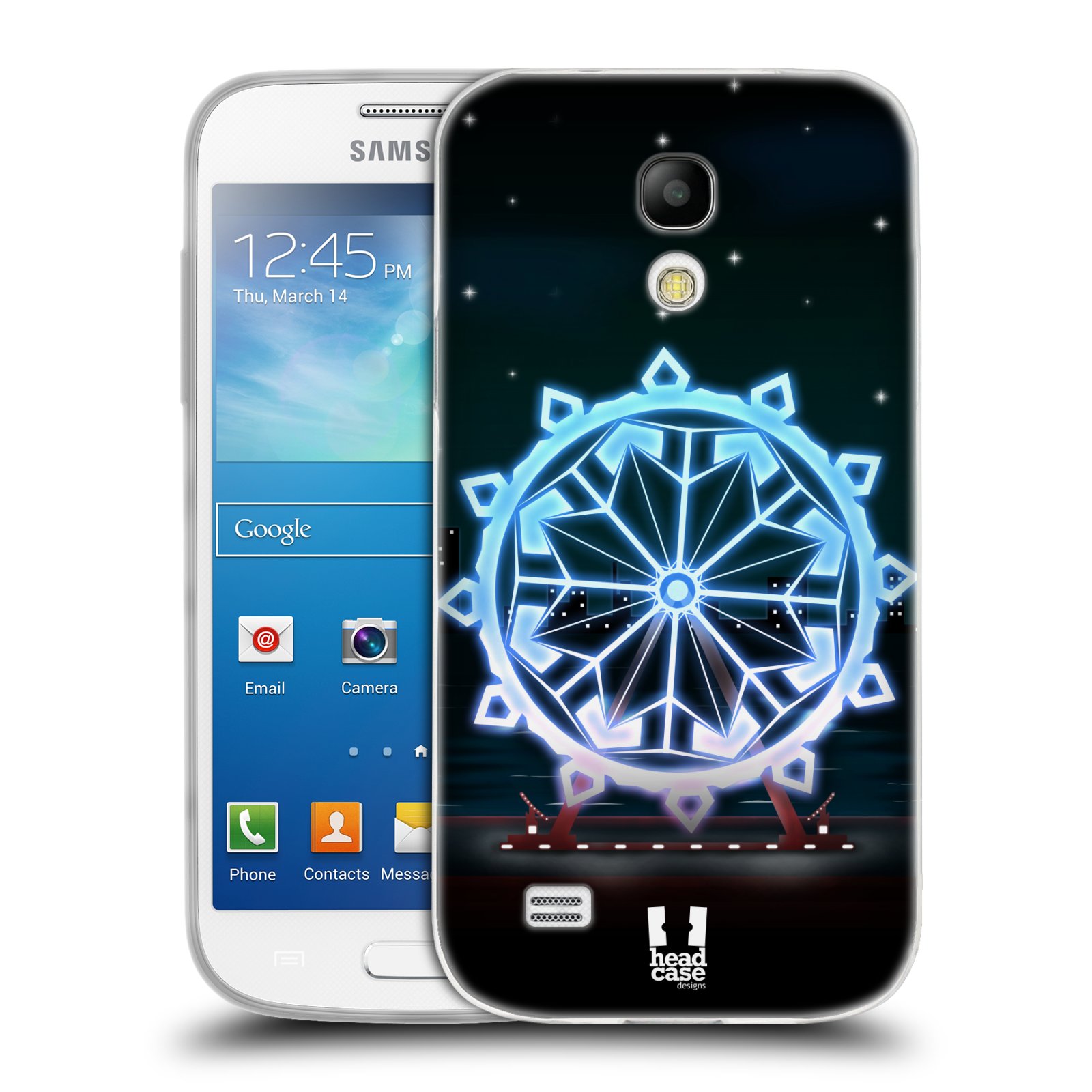 HEAD CASE silikonový obal na mobil Samsung Galaxy S4 MINI vzor Sněžné vločky modrá kolo