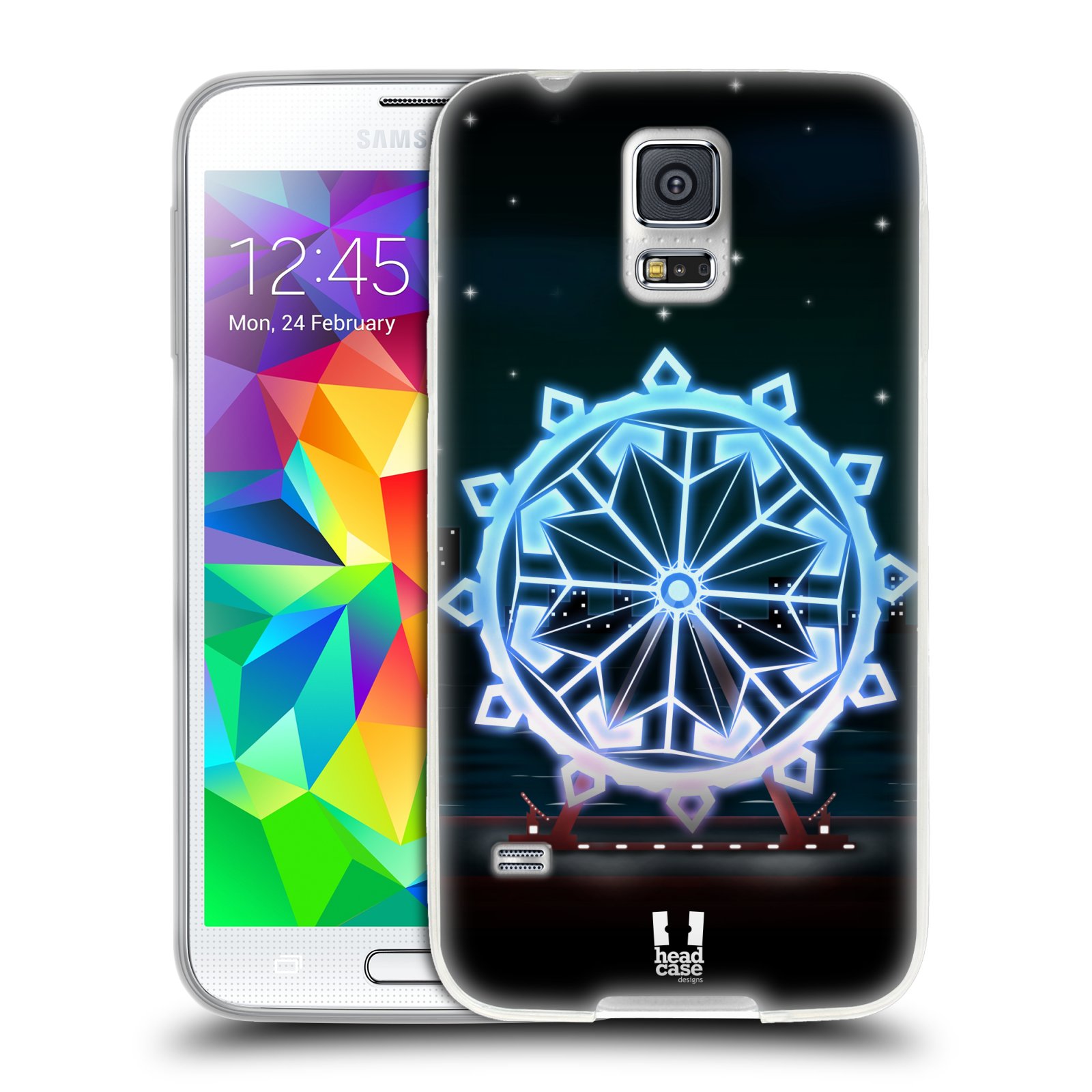 HEAD CASE silikonový obal na mobil Samsung Galaxy S5/S5 NEO vzor Sněžné vločky modrá kolo
